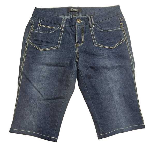 Y2K 90s Rewash Jean Shorts Size 9 Bermuda Y2K School Dark Wash Normcore - Picture 1 of 5